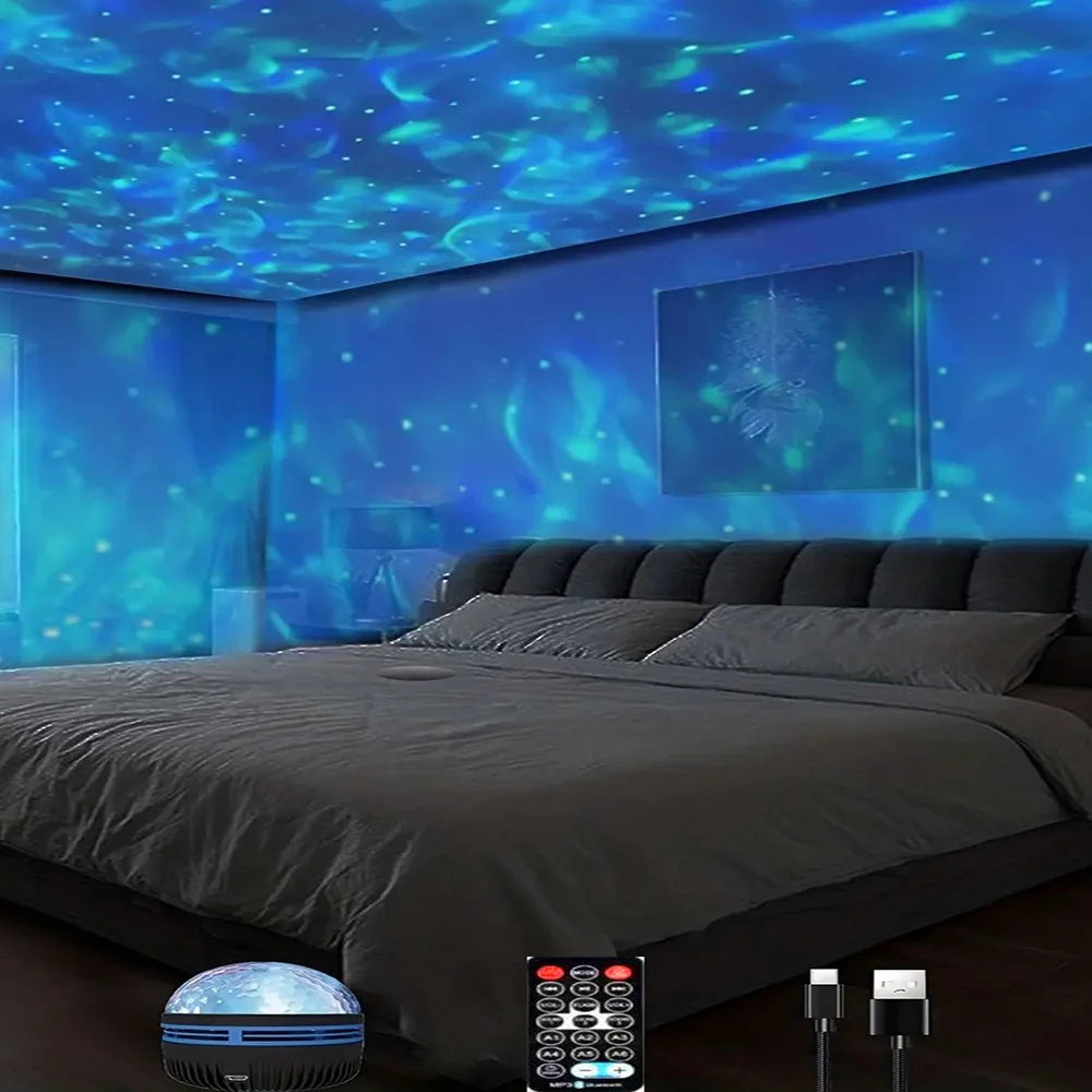 Ocean Wave Projector – 16-Color Rotating Night Light with Remote