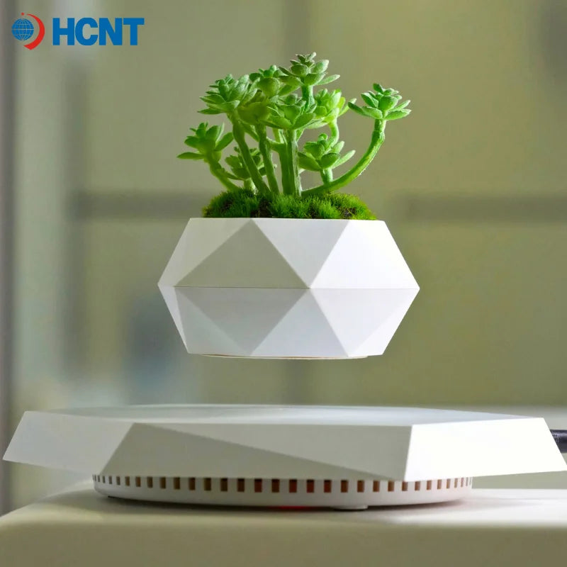 Magnetic Levitating Plant Pot in room setting