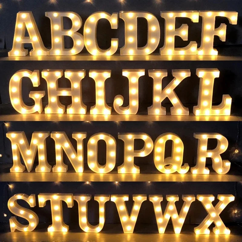 LED Marquee Letters glowing warm on display