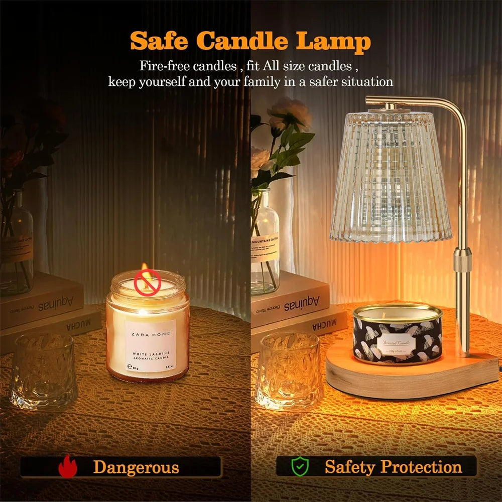Candle Warmer Lamp glowing on nightstand