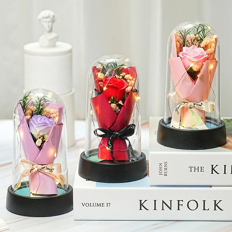 Enchanted Rose LED Glass Dome – Preserved Flower Night Light