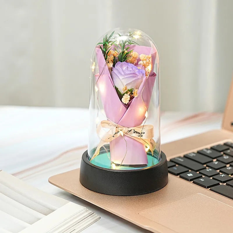Enchanted Rose LED Glass Dome – Preserved Flower Night Light