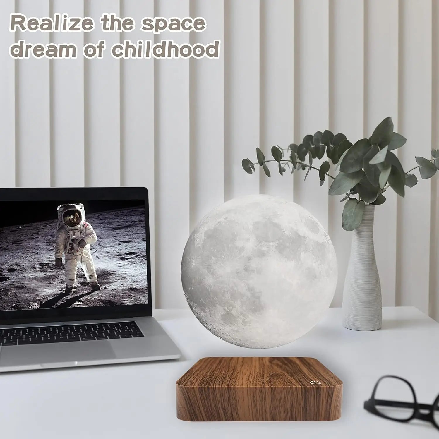 Magnetic Levitating Moon Lamp in room setting