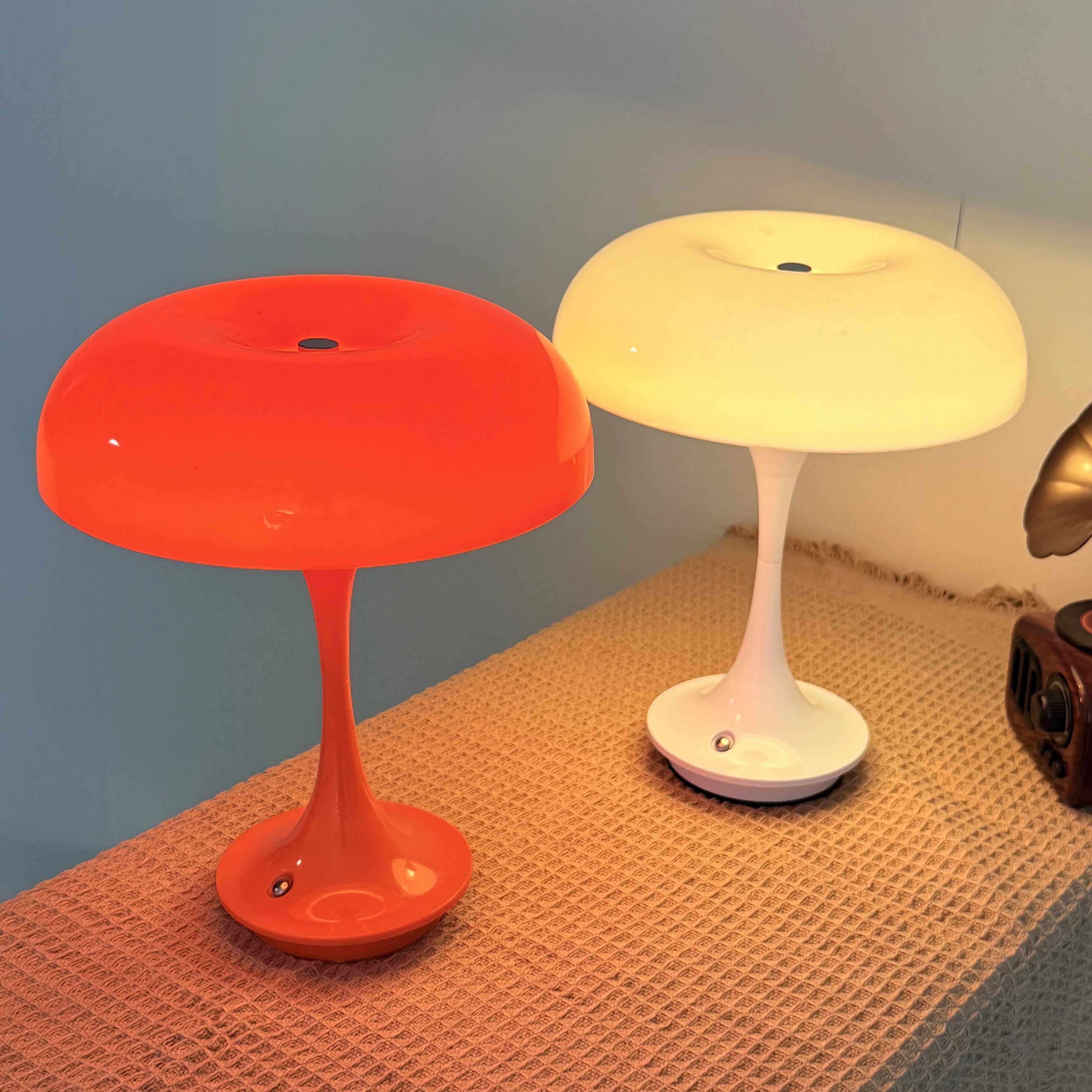 Mushroom Table Lamp orange and white color options
