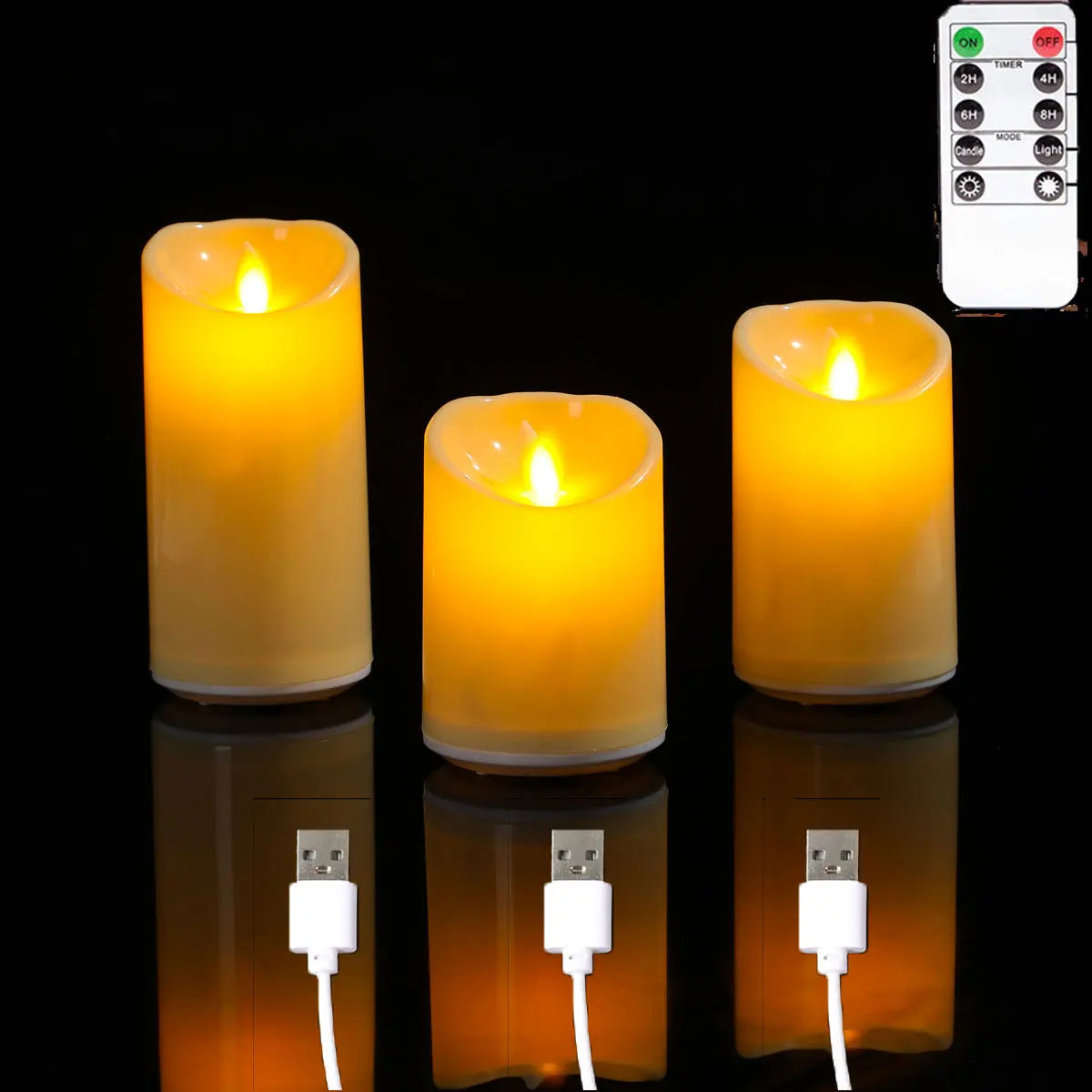 Rechargeable Flameless LED Candle Set (3 Pack)