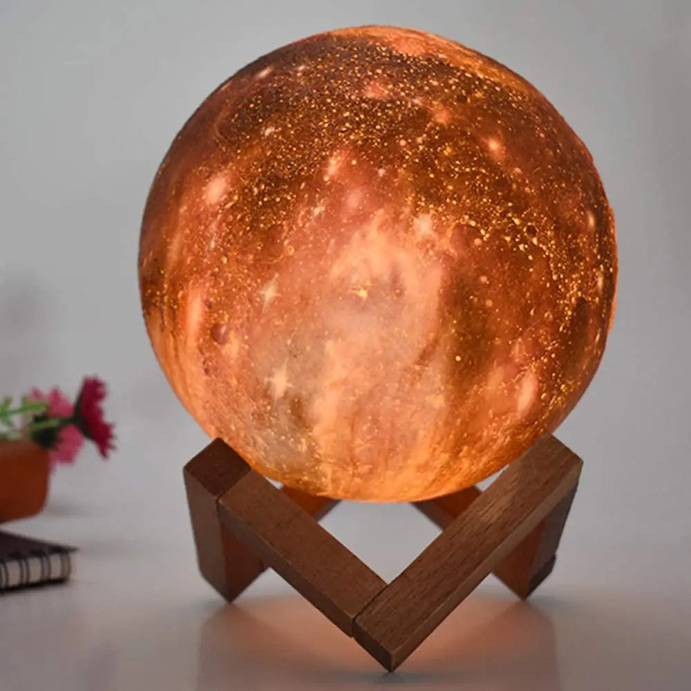 Moon Lamp glowing on stand