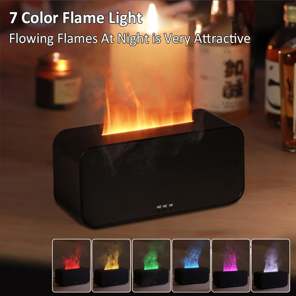Flame Essential Oil Diffuser – Aromatherapy Humidifier with Color Fire Light