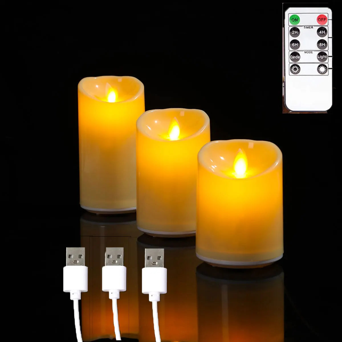 Rechargeable Flameless LED Candle Set (3 Pack)