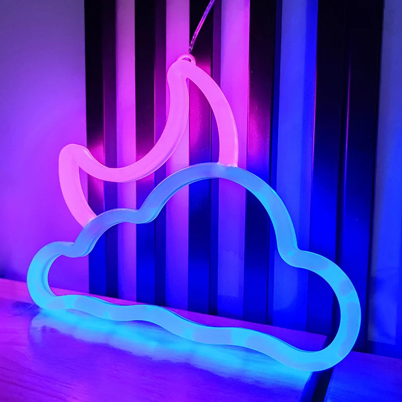 Moon Cloud LED Neon Sign with stand base