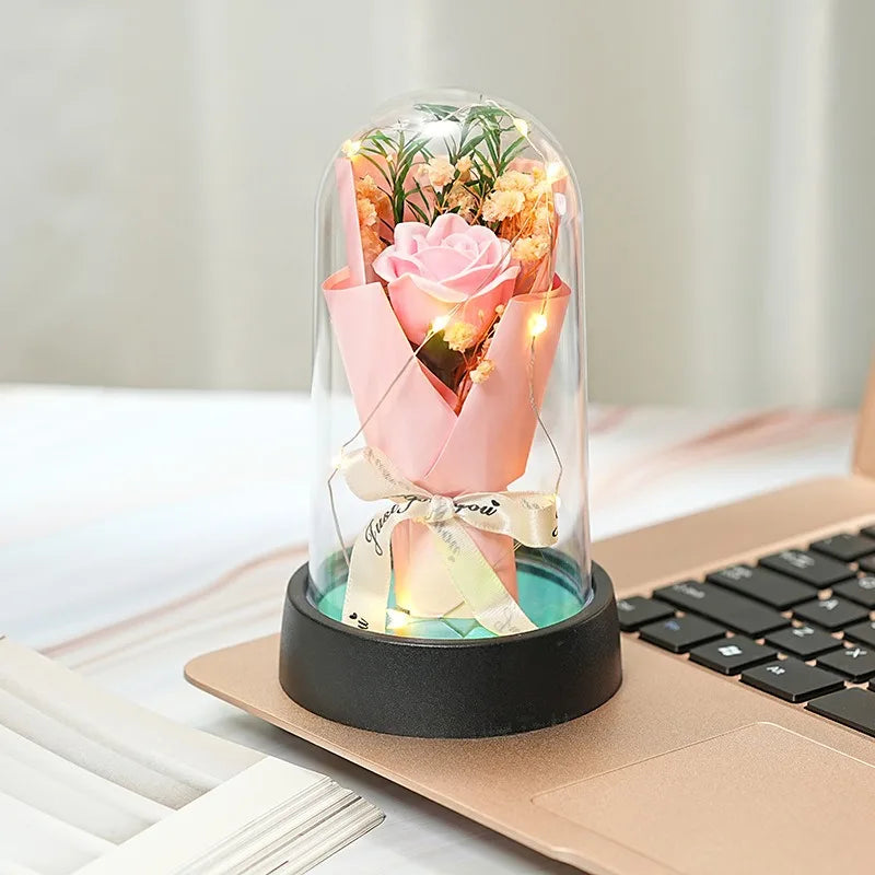Enchanted Rose LED Glass Dome – Preserved Flower Night Light