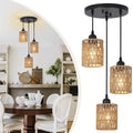 Boho Rattan Pendant Lamp Shade real product photo