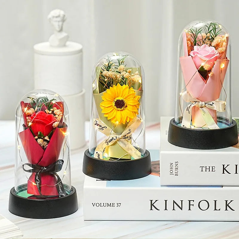 Enchanted Rose LED Glass Dome – Preserved Flower Night Light