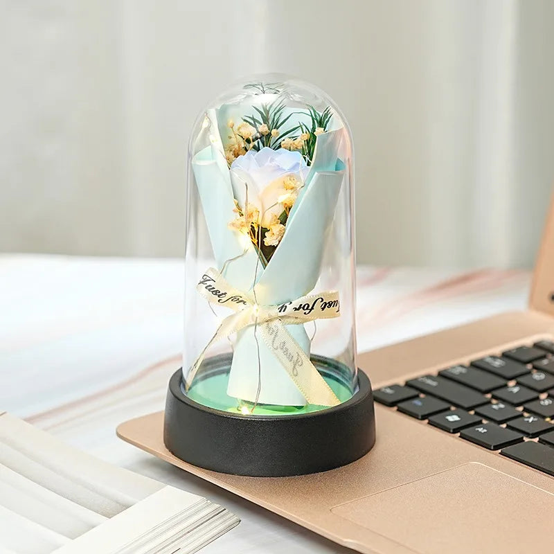 Enchanted Rose LED Glass Dome – Preserved Flower Night Light