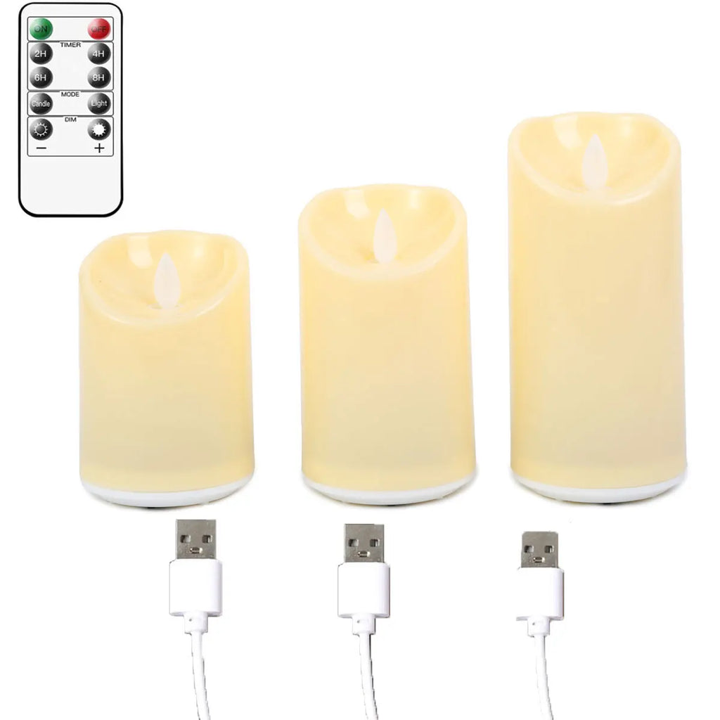 Rechargeable Flameless LED Candle Set (3 Pack)