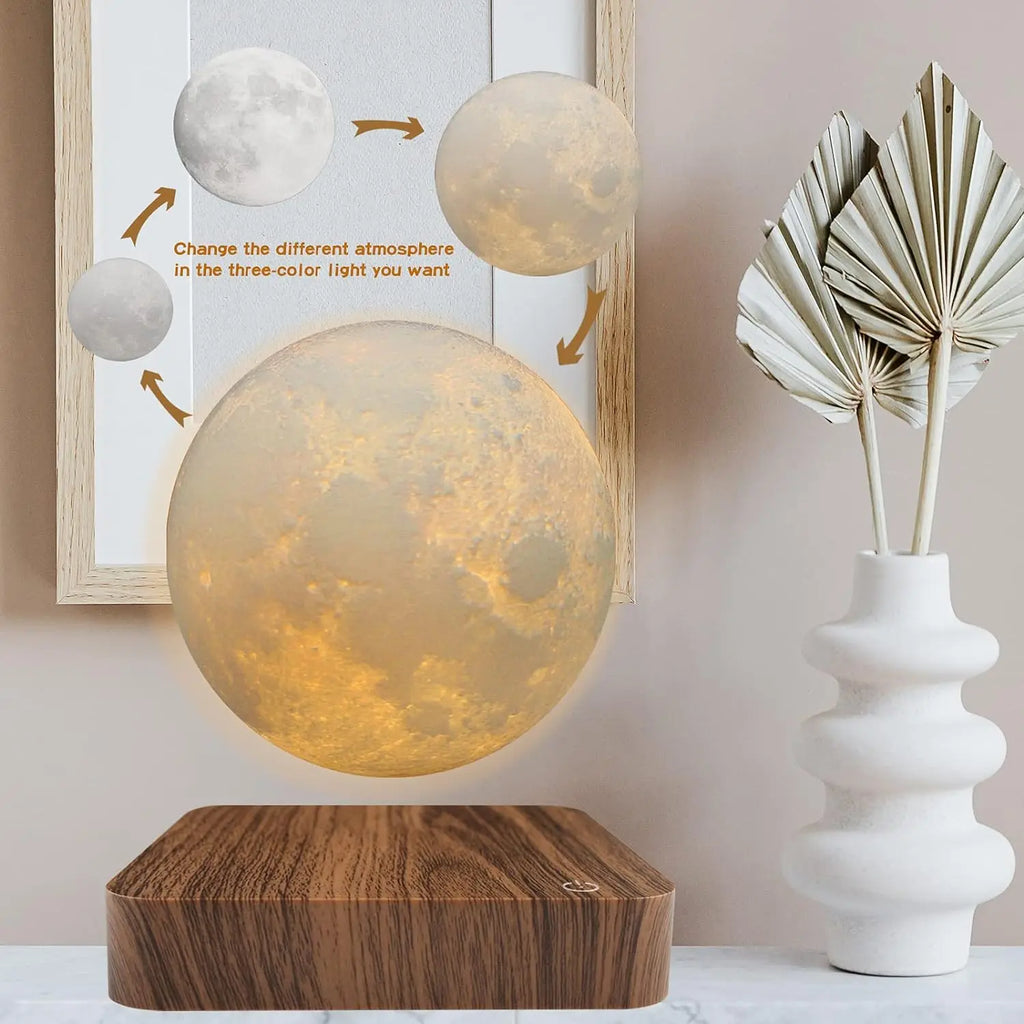 Magnetic Levitating Moon Lamp wooden base detail