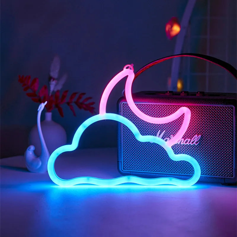 Moon Cloud LED Neon Sign dimensions and product details
