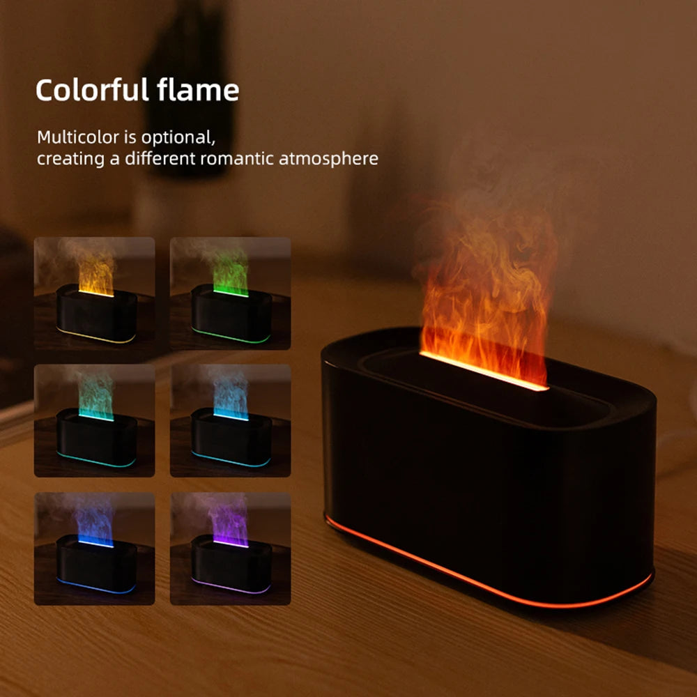 Flame Essential Oil Diffuser – Aromatherapy Humidifier with Color Fire Light