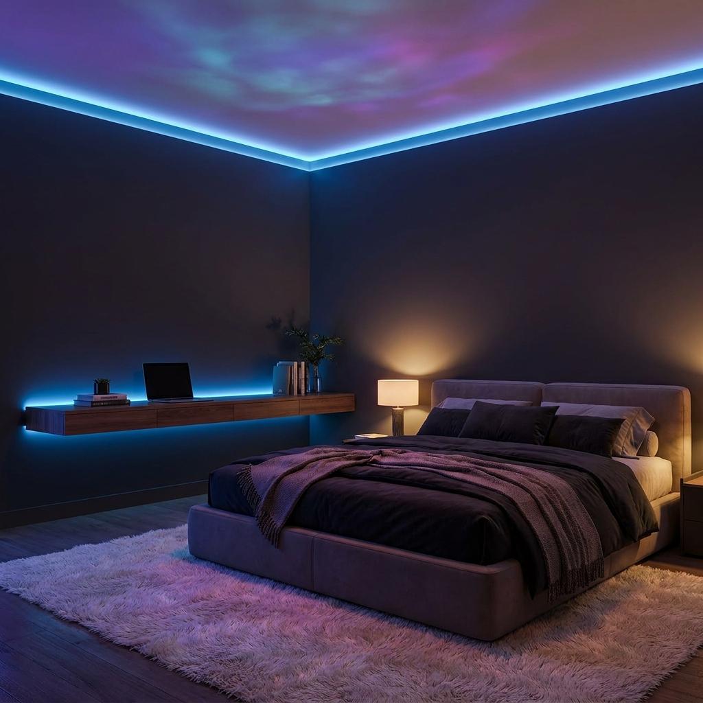 RGB LED Strip Lights – App & Remote Control, Music Sync, Bedroom Ambient Lighting