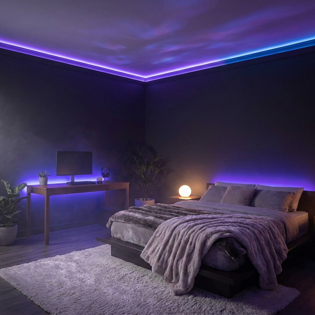 RGB LED Strip Lights – App & Remote Control, Music Sync, Bedroom Ambient Lighting