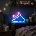 Moon Cloud Neon Sign – LED Aesthetic Bedroom Light with Stand, USB & Battery Powered
